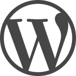Simplified WordPress logo, in black on a transparent background, with the letter "W" inside a circle for website creation and restyling and redesign.