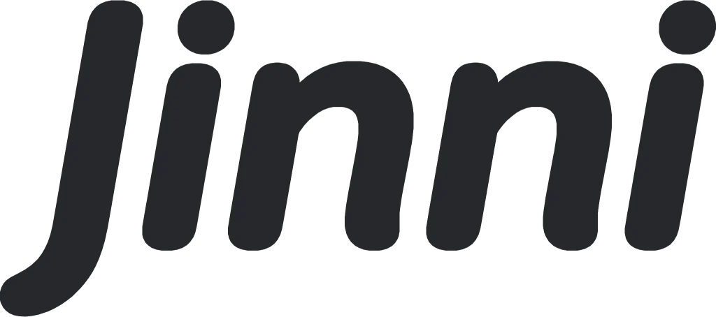 Logo “jinni” in nero su sfondo trasparente, con stile moderno e font arrotondato.