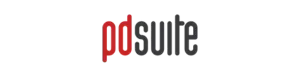 PDSuite logo with black and red text, compact and modern style for Digital Portfolio page